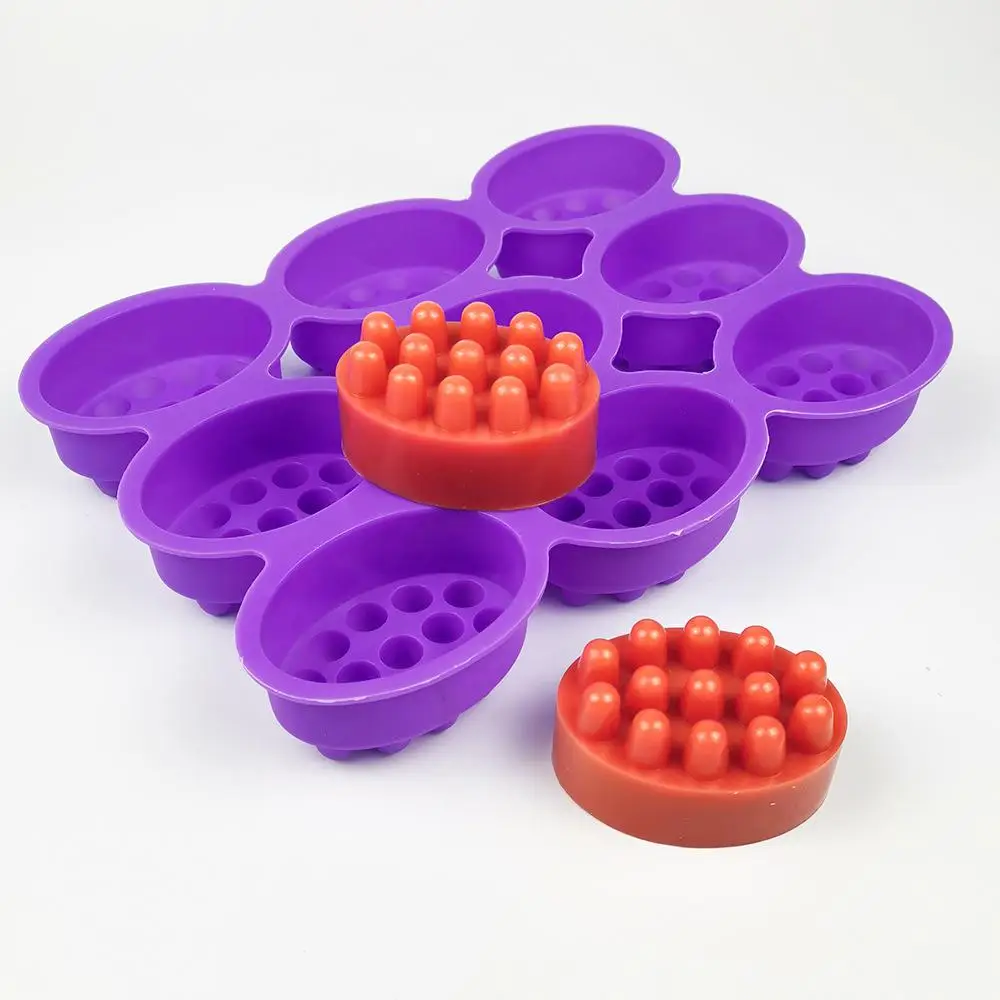2 홀 실리콘 비누 금형 타원형 마사지 수제 비누 9  - Soap Making Kit For Beginners 리뷰 및 가격