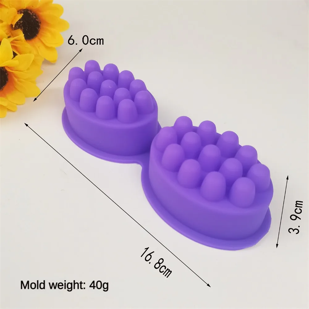 2 홀 실리콘 비누 금형 타원형 마사지 수제 비누 9  - Soap Making Kit For Beginners 리뷰 및 가격