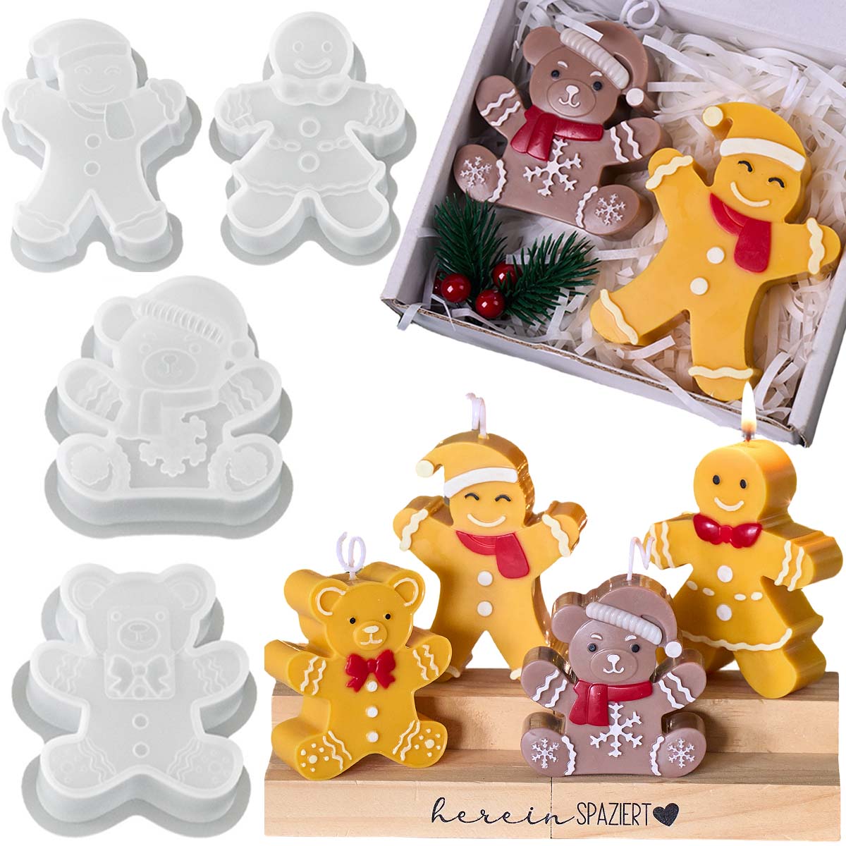 진저브레드맨 곰 실리콘 캔들 몰드 크리스마스 장식품 몰 - Soap Making Gifts 리뷰 및 가격