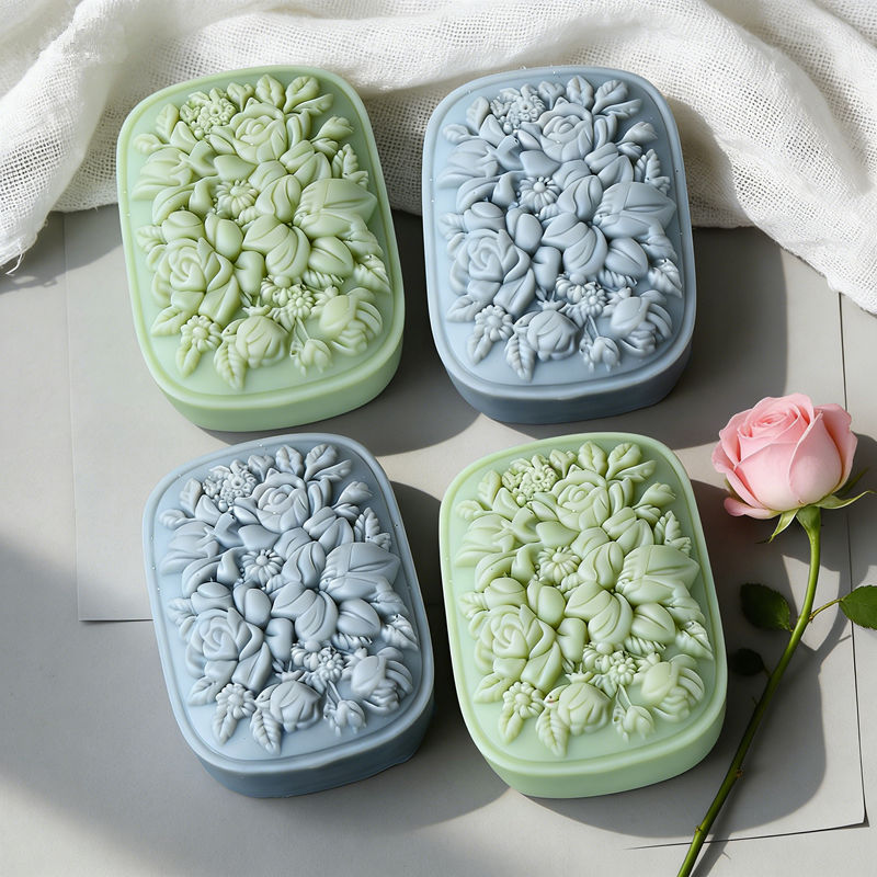 정사각형 꽃무늬 실리콘 비누 몰드 (장미와 가드니아 패 - Soap Making Instructions 리뷰 및 가격